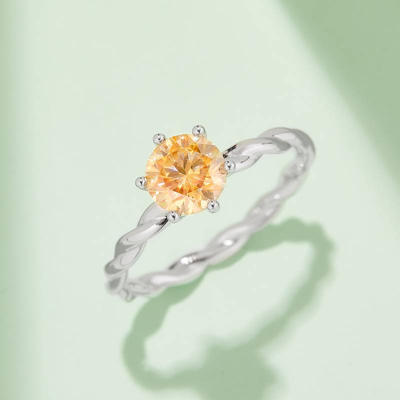直臂藤蔓S925银镀白金MoissaniteWomen's Ring1ctD级